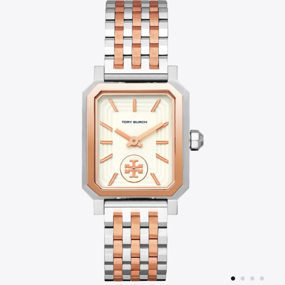 Tory Burch Robinson Silver & Rose Gold Watch